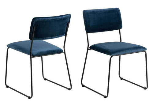 Set di 2 sedie da pranzo in velluto Cornelia Blu