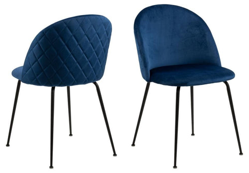 Set di 2 sedie da pranzo in velluto Louise Blu