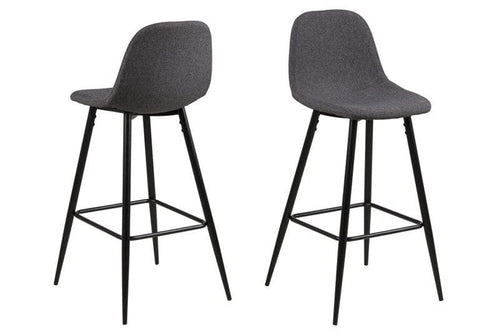 Set di 2 sgabelli da bar in tessuto Wilma Grigio