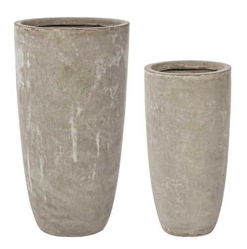 Set di 2 vasi da fiori Cement Round Cappuccino (1)