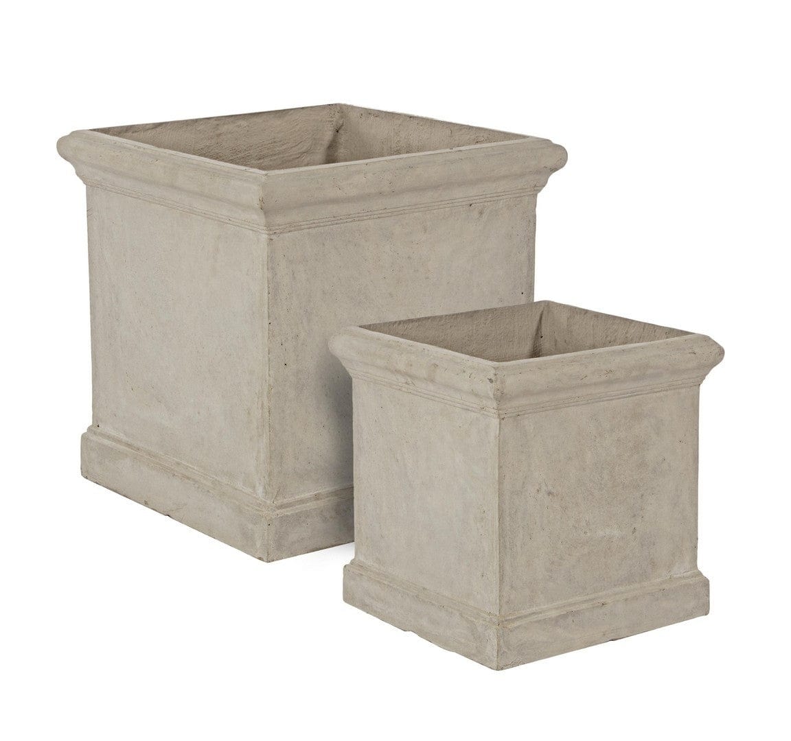 Set di 2 vasi da fiori Cement Square Cappuccino