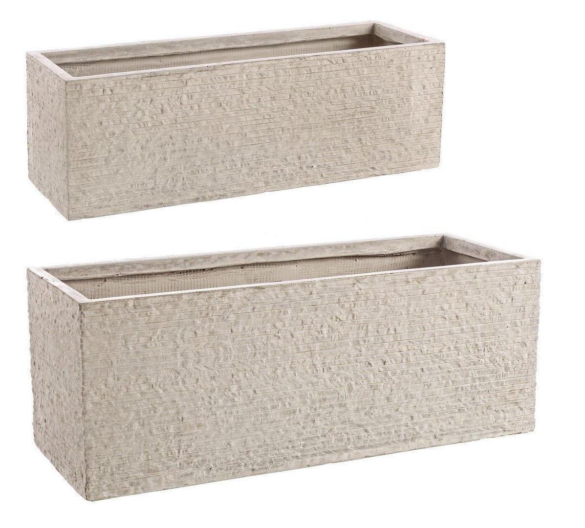 Bizzotto Set di 2 vasi da fiori Stone Rectangle Small Beige