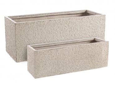 Bizzotto Set di 2 vasi da fiori Stone Rectangle Small Beige