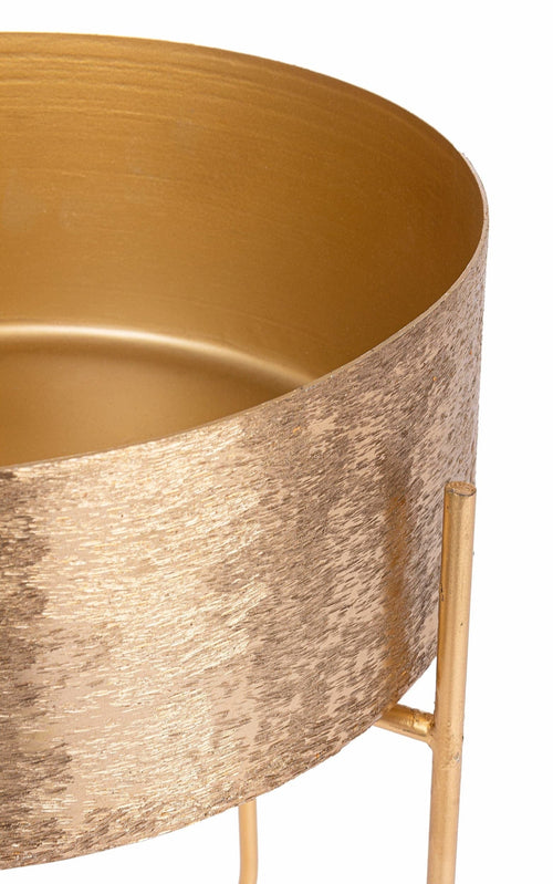 Set di 2 vasi per piante Varanasi Stand Round Oro (1)