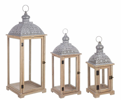 Set di 3 lanterne decorative Oberlech Naturale