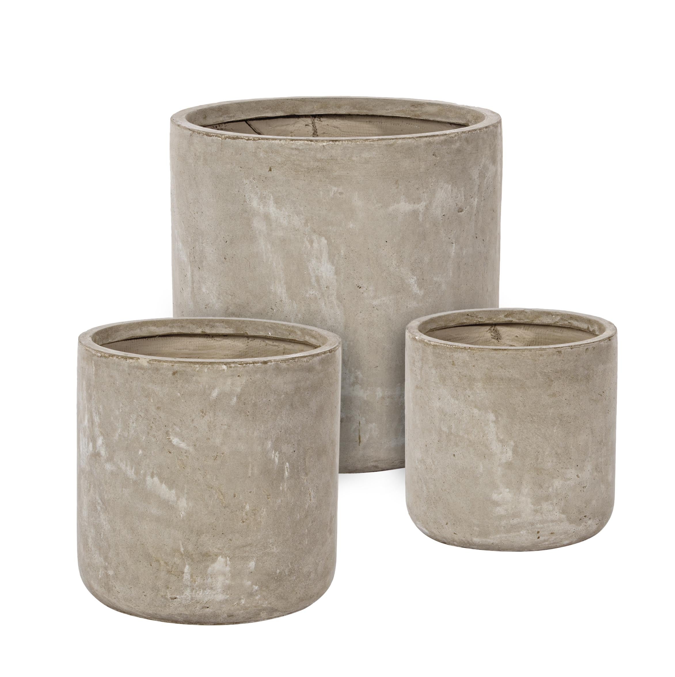 Set di 3 vasi da fiori Cement Cyl Cappuccino