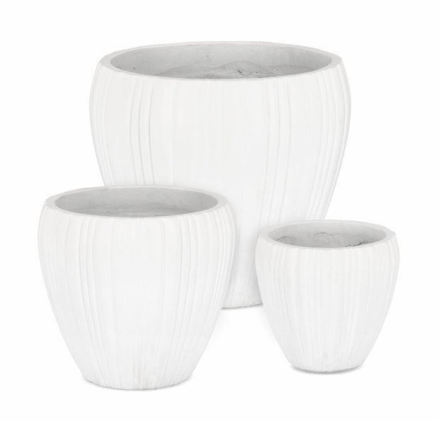 Set di 3 vasi da fiori Halong Round Bianco