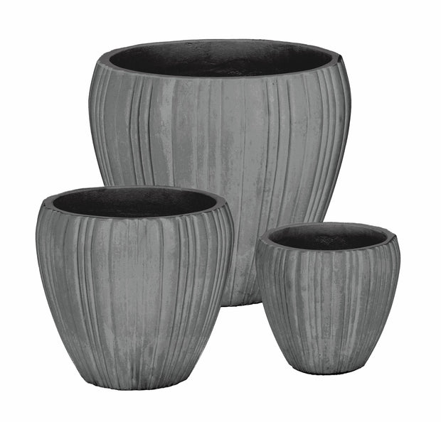 Set di 3 vasi da fiori Halong Round Grigio