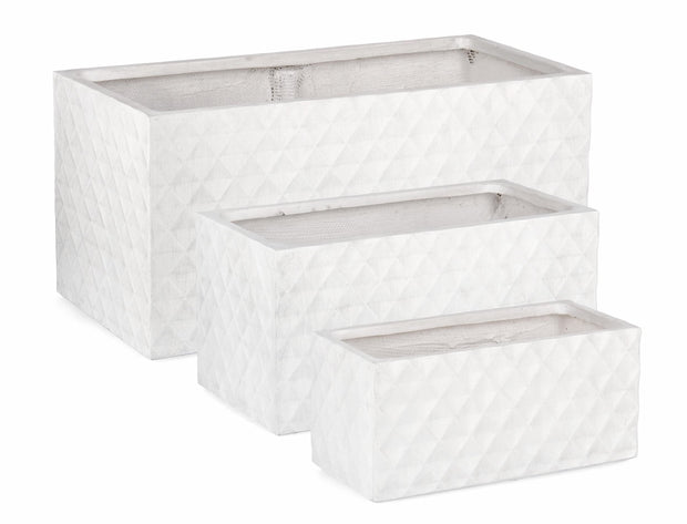 Set di 3 vasi da fiori Pyramid Rectangle Bianco