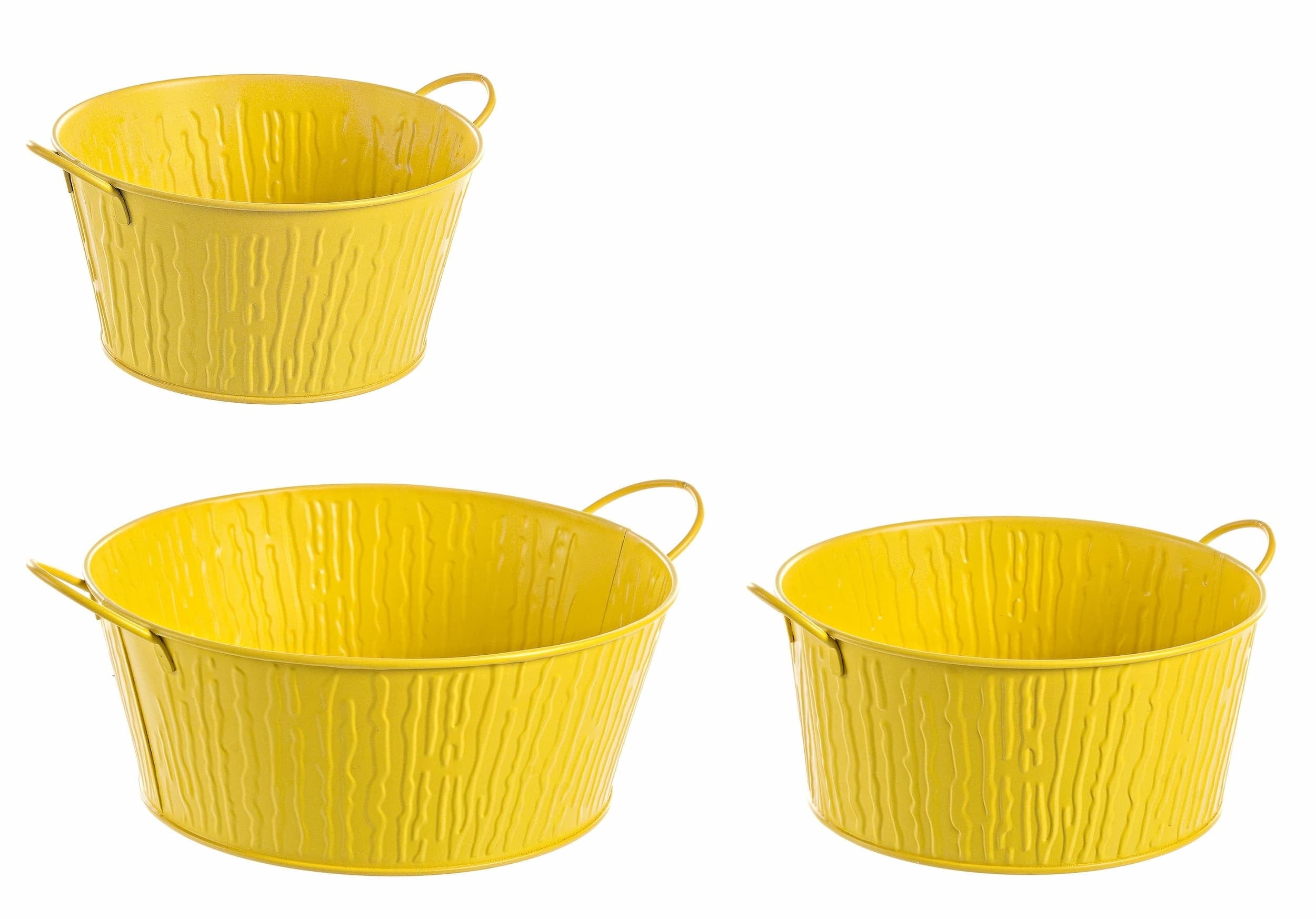 Bizzotto Set di 3 vasi per piante Bark Round Giallo