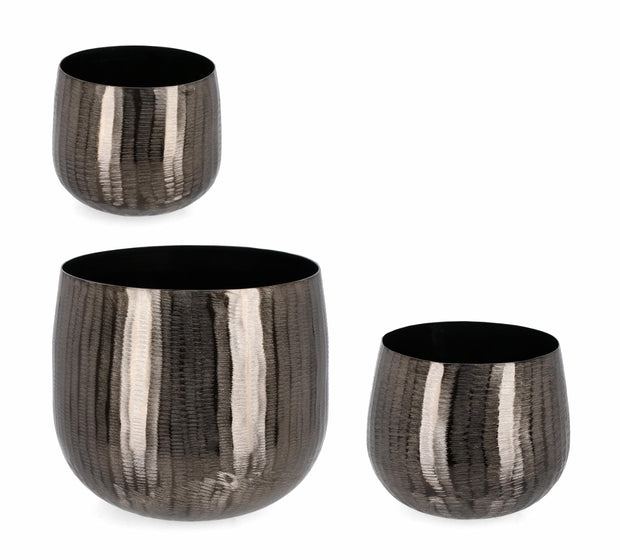 Bizzotto Set di 3 vasi per piante Chisel Round Antracite