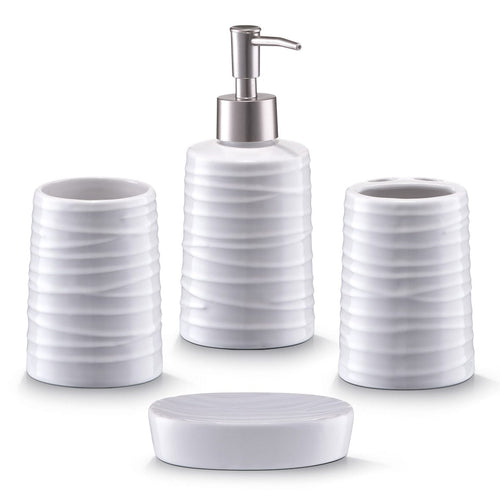 Set di 4 accessori da bagno in ceramica, bianco