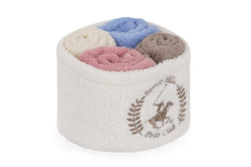 Set di 4 asciugamani cotone Beverly Hills Polo Club Alinda Alb V07 Multicolore, 30 x 30 cm