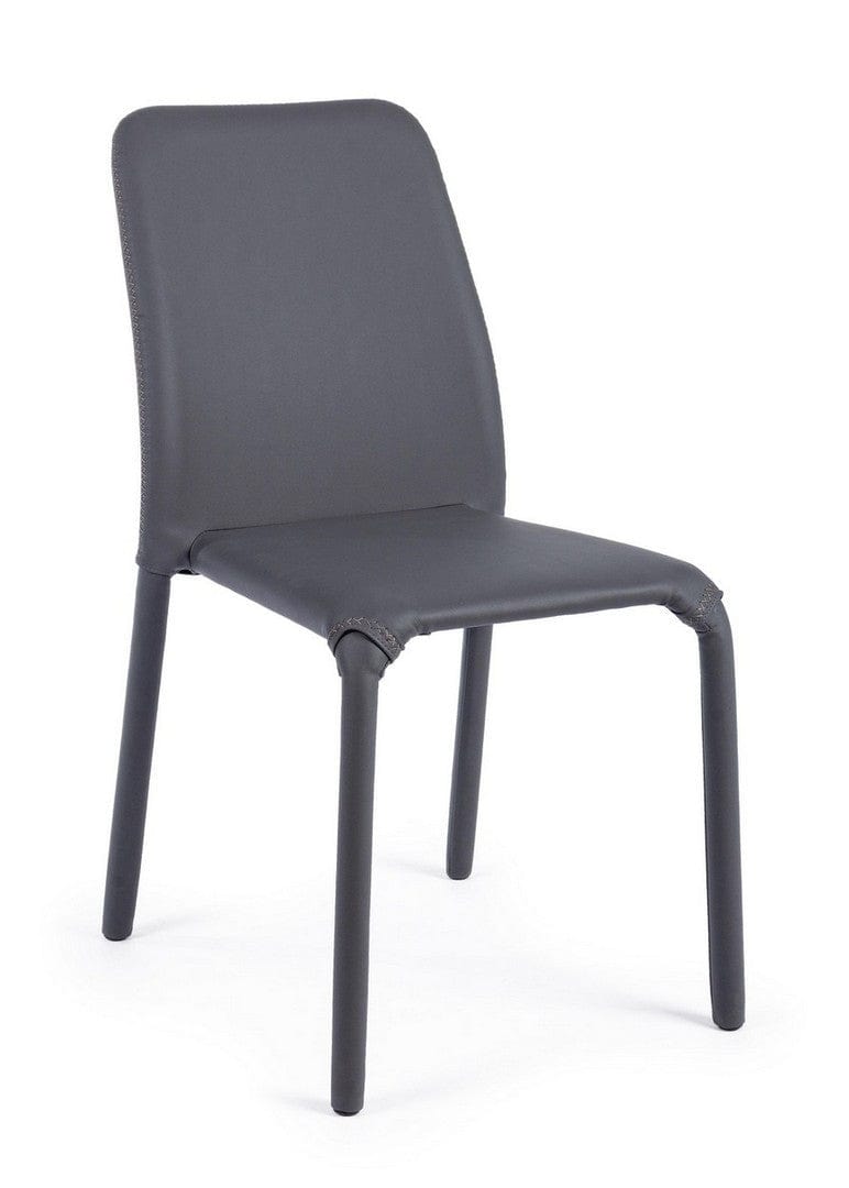 Set di 4 sedie da pranzo in ecopelle Pathos Grigio (2)