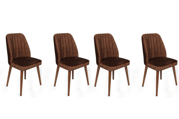 Set di 4 sedie da pranzo in velluto Alfa 466-V4 Marrone