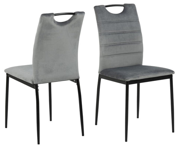 Set di 4 sedie da pranzo in velluto Dia Grigio