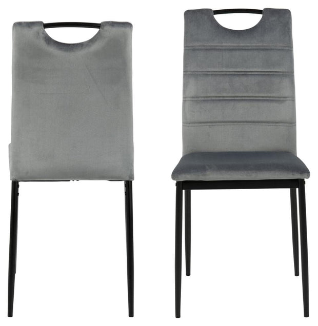 Set di 4 sedie da pranzo in velluto Dia Grigio (1)