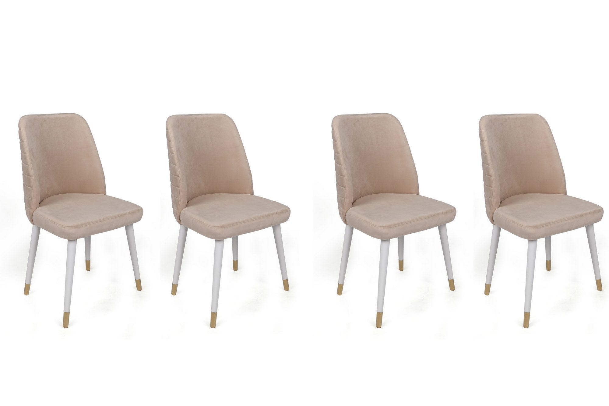 Set di 4 sedie da pranzo in velluto Hugo 407-V4 Crema