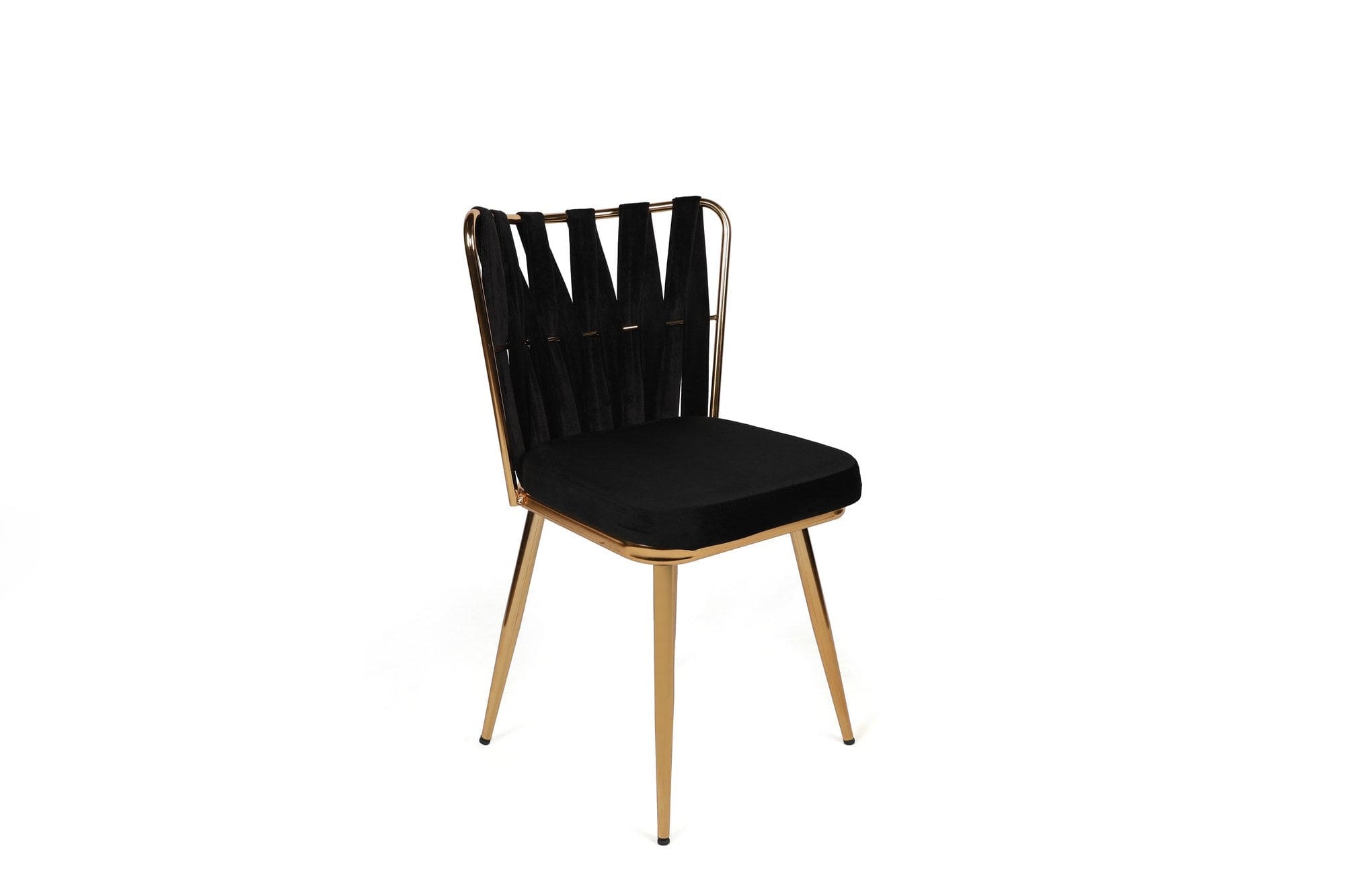 Set di 4 sedie da pranzo in velluto Kuşaklı-211 V4 Nero (2)