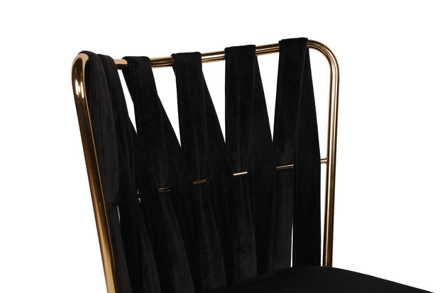 Set di 4 sedie da pranzo in velluto Kuşaklı-211 V4 Nero (4)