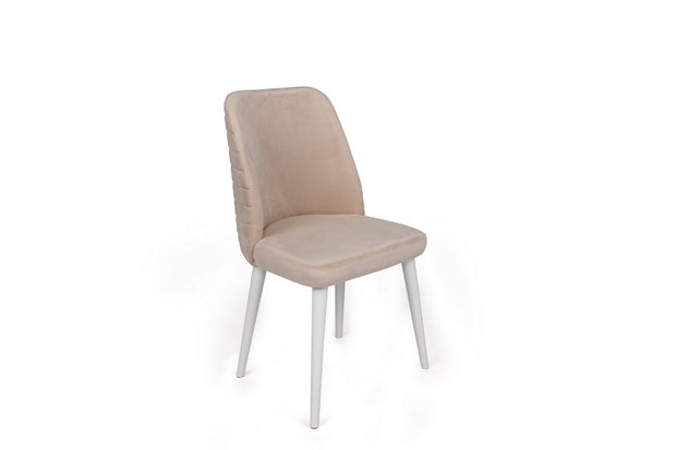 Set di 4 sedie da pranzo in velluto Tutku 326-V4 Crema (1)