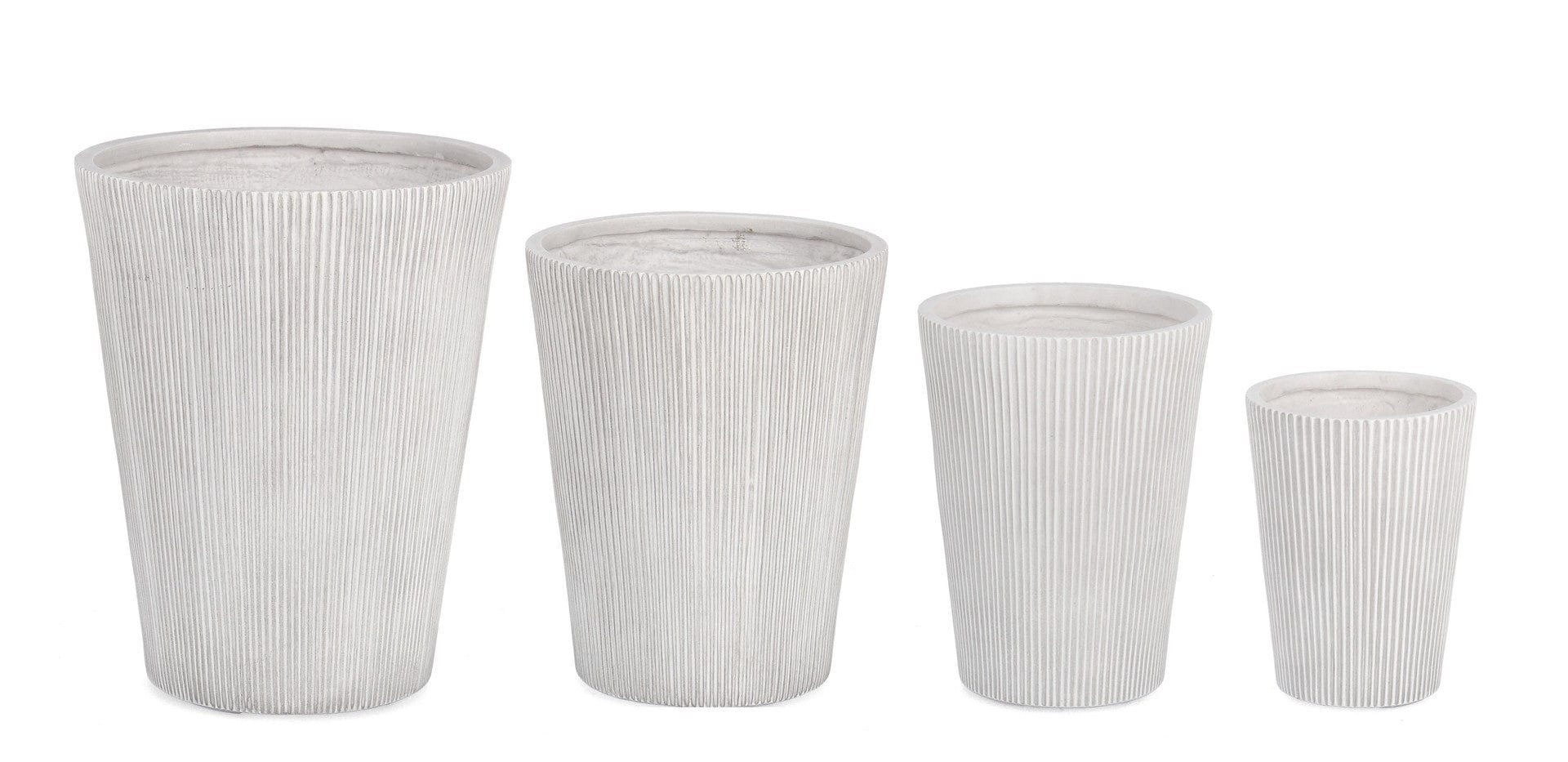 Bizzotto Set di 4 vasi da fiori Ribbed Bianco