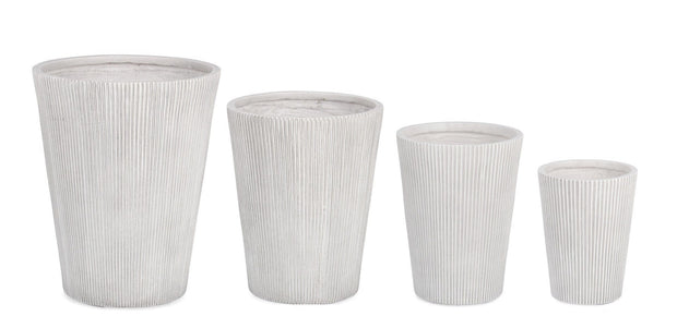 Bizzotto Set di 4 vasi da fiori Ribbed Bianco