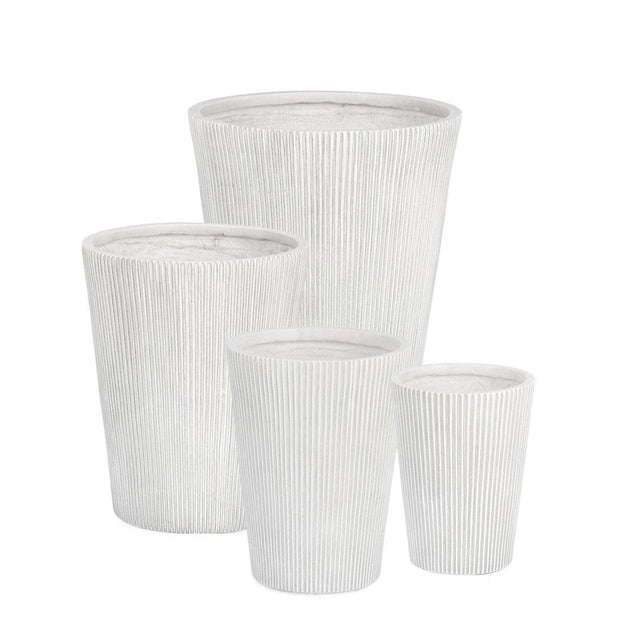 Bizzotto Set di 4 vasi da fiori Ribbed Bianco