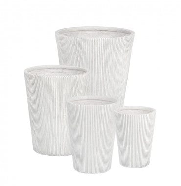 Bizzotto Set di 4 vasi da fiori Ribbed Bianco