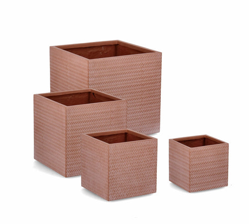 Set di 4 vasi da fiori Tressage Square Ruggine