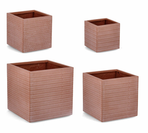 Set di 4 vasi da fiori Tressage Square Ruggine (1)