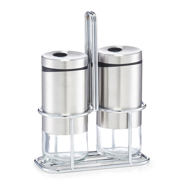 Set di bilance e macinapepe in argento, vetro e acciaio inox, 220 ml, 3 pezzi