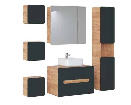 Set mobili da bagno Aruba Cosmos Nero, 7 pezzi