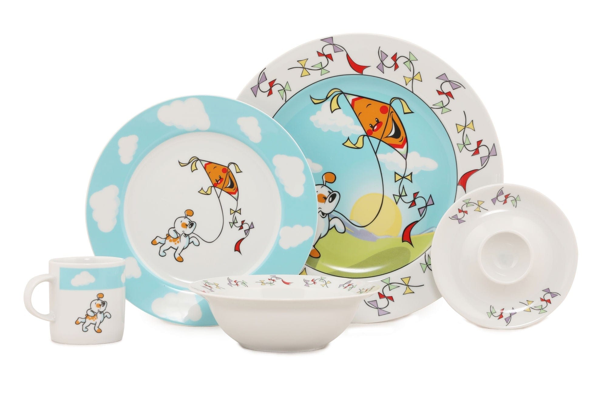 Set stoviglie per bambini in porcellana Dog Multicolore, 5 pezzi