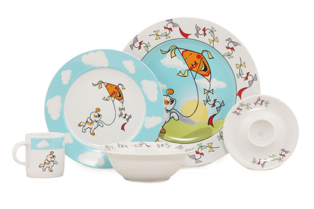 Set stoviglie per bambini in porcellana Dog Multicolore, 5 pezzi