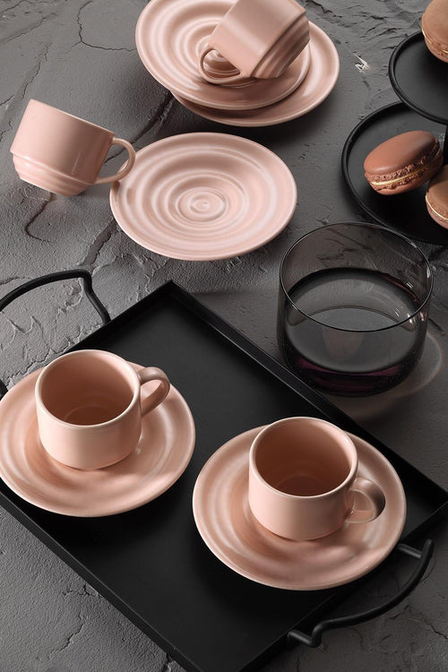 Set tazza caffè e piattino Ali Rosa, 12 pezzi