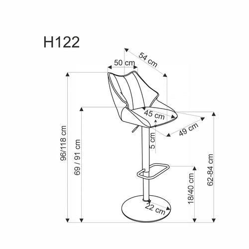 Halmar Sgabello da bar in tessuto H122 Grigio