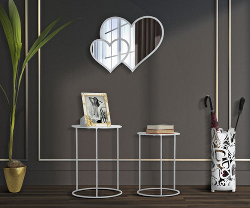 Specchio Glam White Double Heart cm 65x2x50 (Misura Interna cm 60x45) (1)