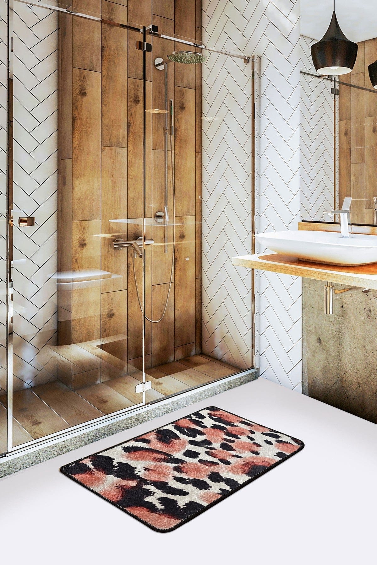 Tappetino per bagno Leopard Multicolore, 40 x 60 cm