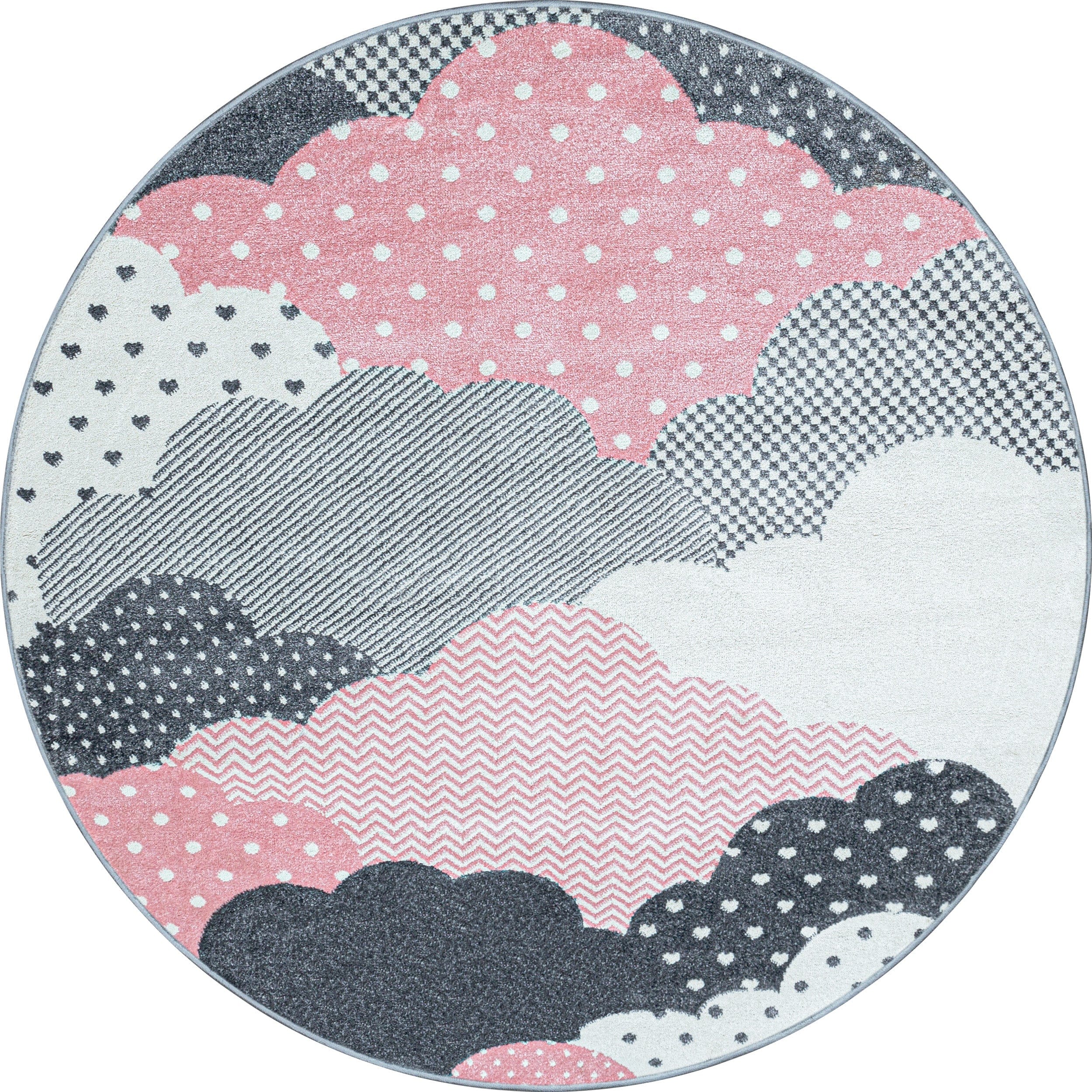 Tappeto per bambini Bambi 0820 Round Clouds Rosa & AYYTPCH-BAMBI0820PINK-ROUND