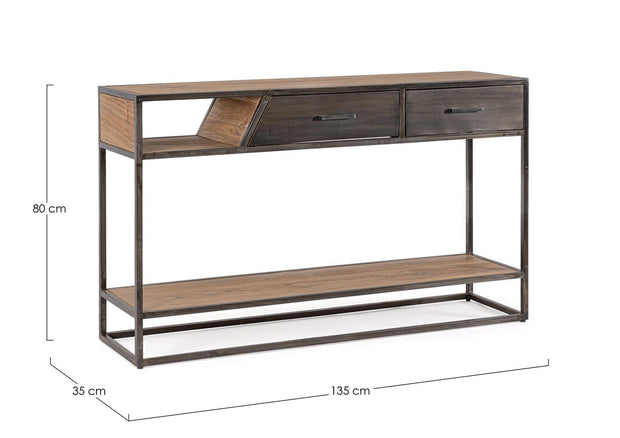 Bizzotto Tavolino consolle con 2 cassetti Janak Naturale