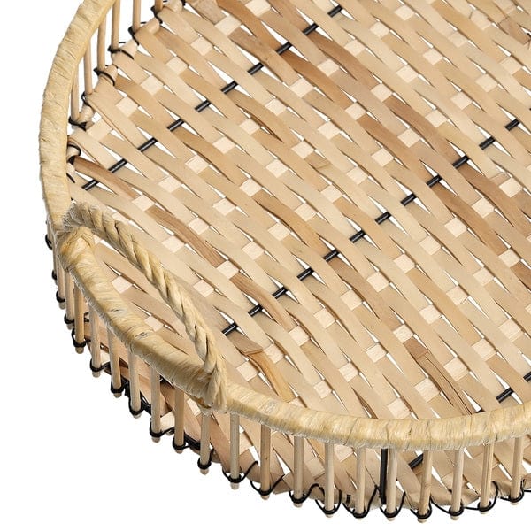 Zeller Vassoio da portata, in rattan, Vassoio Rotondo Piccolo Naturale, Ø32xH12,5 cm