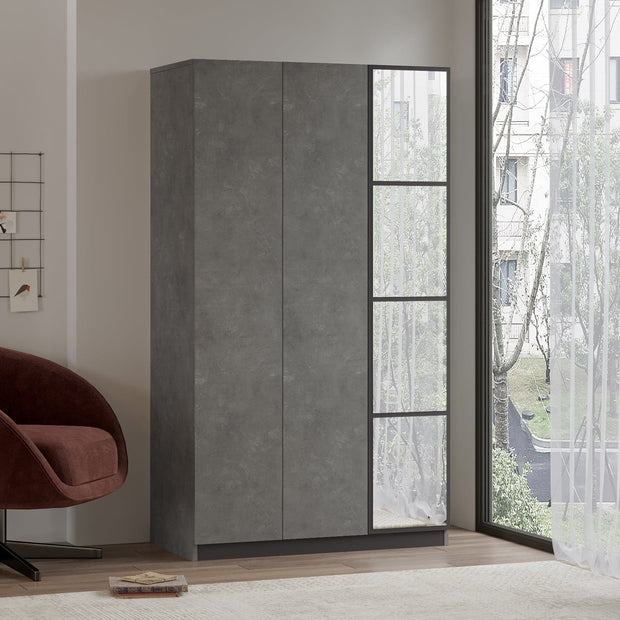 Armadio con 3 ante e specchio New Home Piccola HM1-RG Grigio