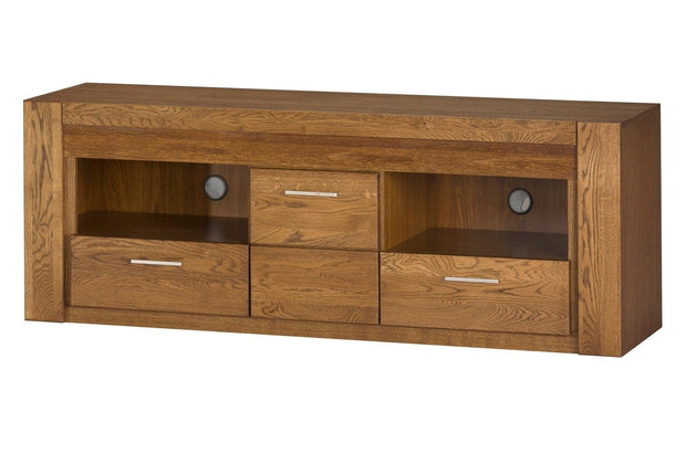 Szynaka Cassettone TV in paglia, impiallacciato e legno, con 2 cassetti e 1 anta, Velvet 25 Large Rustic Oak, l161xl42xh58 cm