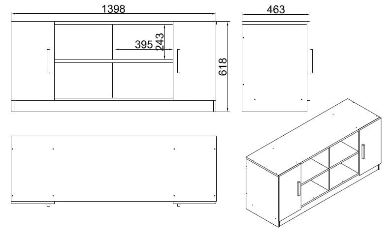 Asir Credenza con 2 ante Vario F Bianco