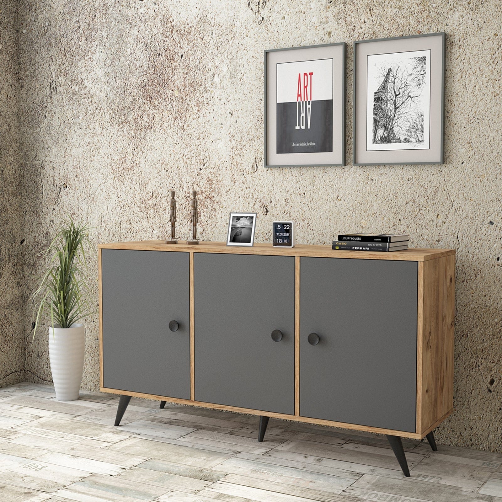 Asir Credenza con 3 ante Vilamo VL12-222 Antracite