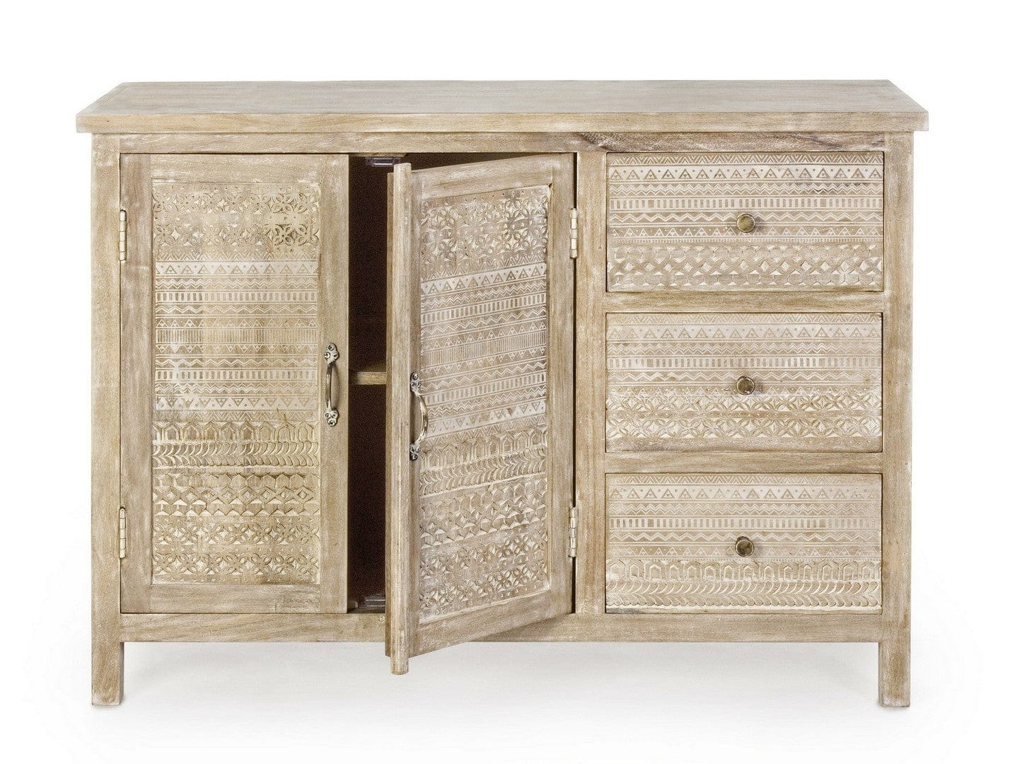 Bizzotto Credenza con 3 cassetti e 2 ante Mayra Naturale