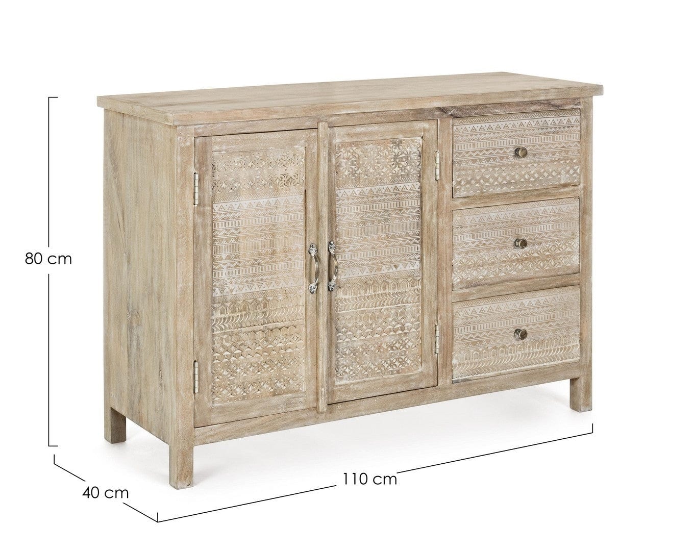 Bizzotto Credenza con 3 cassetti e 2 ante Mayra Naturale