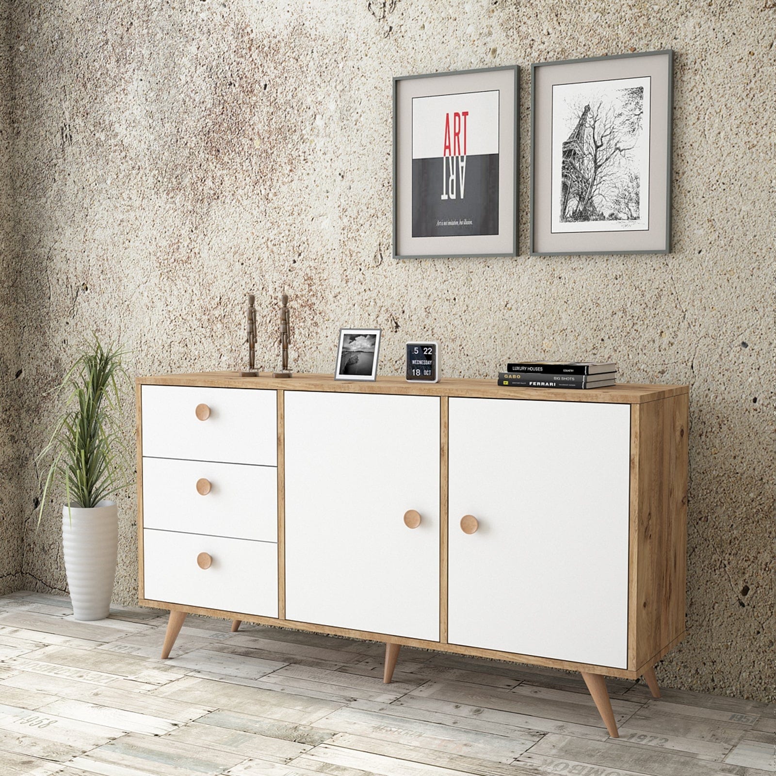 Asir Credenza con 3 cassetti e 2 ante Vilamo VL9-211 Bianco