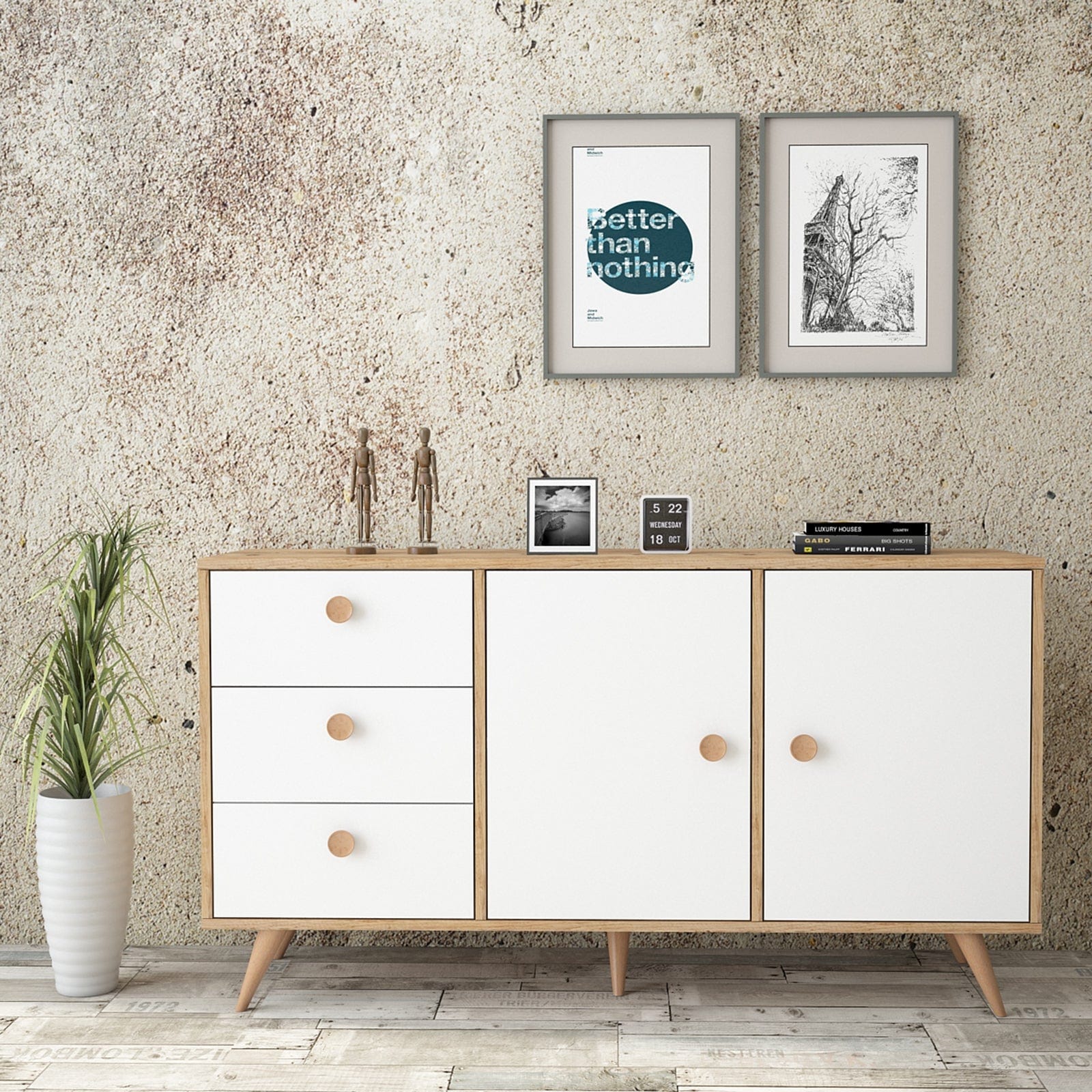 Asir Credenza con 3 cassetti e 2 ante Vilamo VL9-211 Bianco